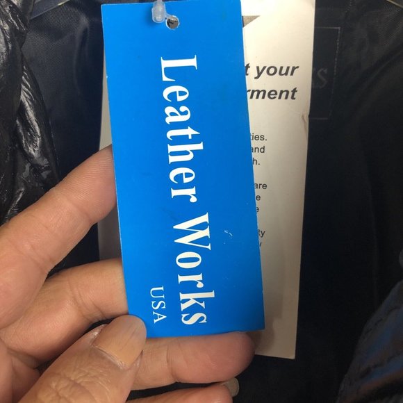 Leather Works U.S.A Made Vintage Black Genuine Patchwork Jacket Coat Mens Size S - Picture 13 of 14